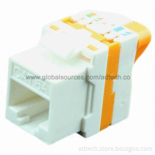 UTP Cat6A Keystone Jack, 180 Degrees Toolless, Suitable for Conventional Face Plates and UL Mark